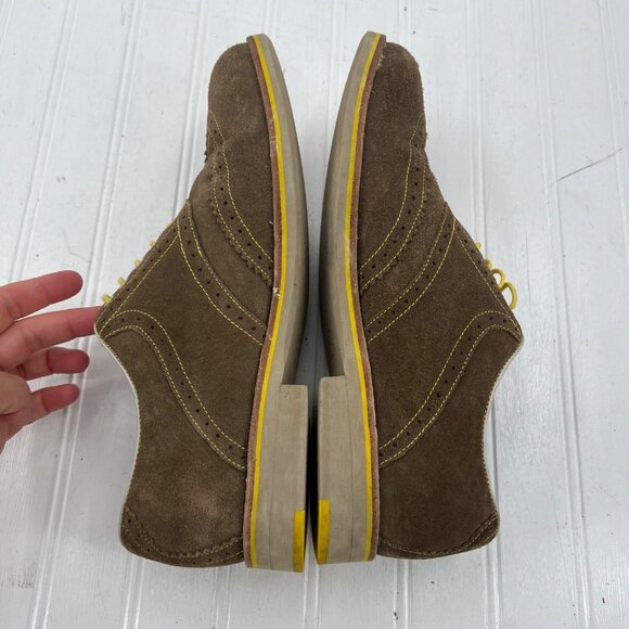 Johnston & Murphy Mens Suede Oxfords Brown W/ Yellow Laces L12 8M Sheepskin Inso main image 8